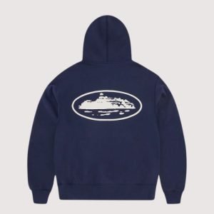 Island Puff Print Zip Hoodie Navy Limited