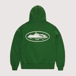 Island Puff Print Zip Hoodie Green Sale Stock