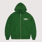 Island Puff Print Zip Hoodie Green Sale Stock