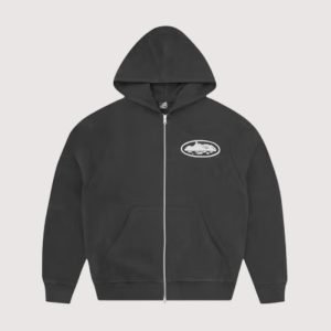 Corteiz Island Puff Print Zip Hoodie Black