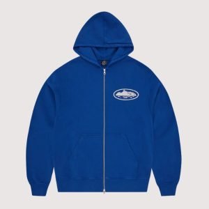 Island Puff Print Zip Hoodie Washed Royal